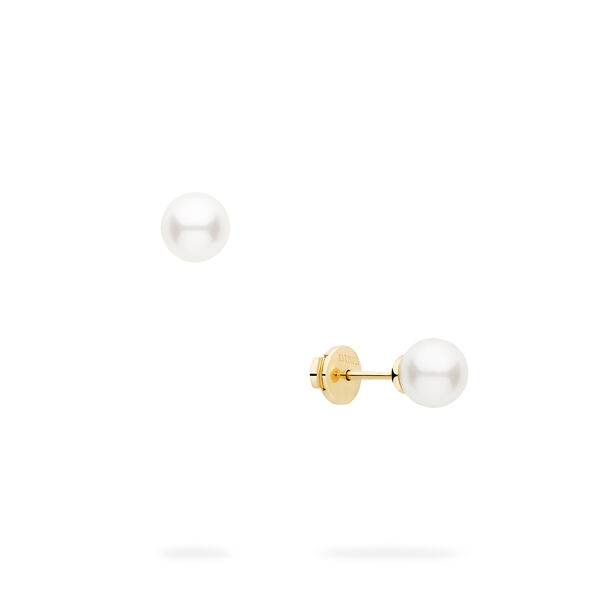 6.5&ndash;7 mm Akoya Pearl Earrings in Yellow Gold